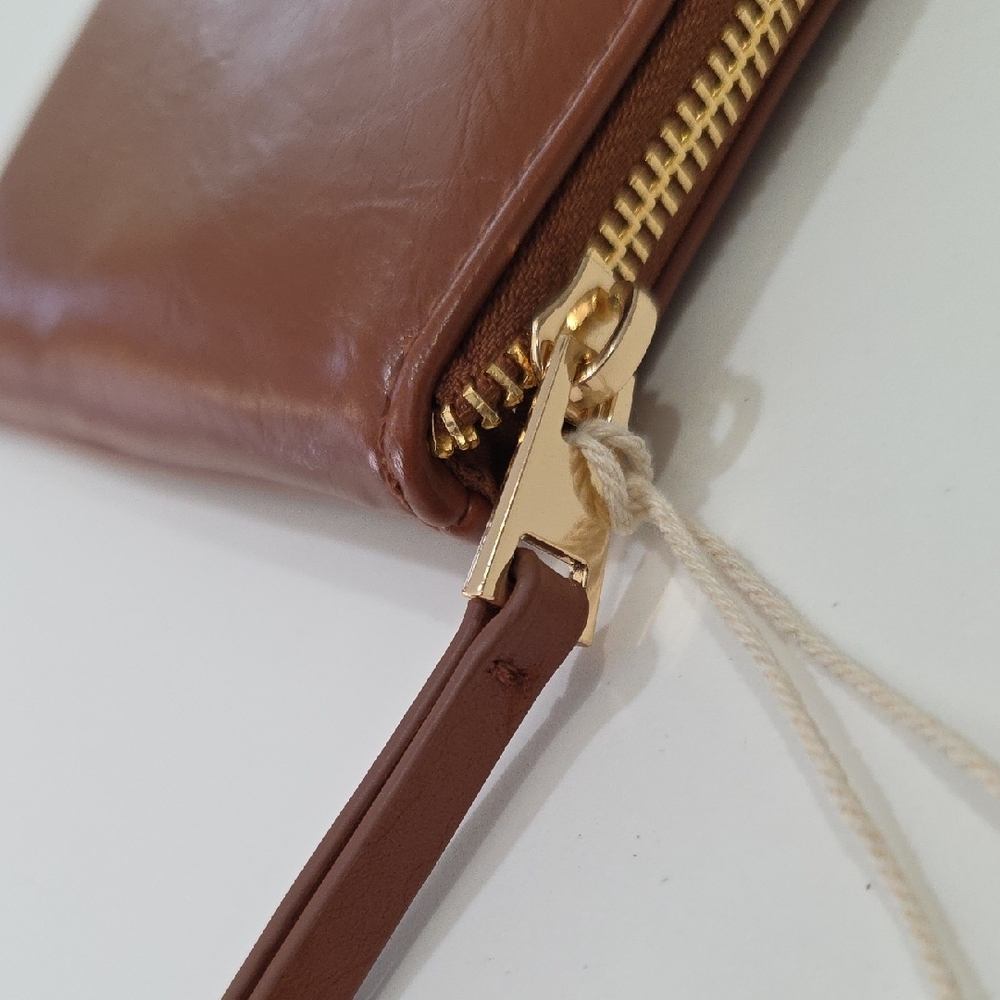 Universal Thread Womens Brown Faux Leather Small Zippered Clutch Pouch Bag NWT - Picture 5 of 6